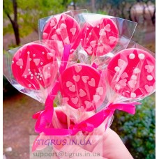 Набір льодяників "Рожеві з сердечками" 5 шт Набір льодяників "Рожеві з сердечками" 5 шт