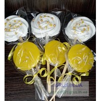 Набір прикрас для торту "Жовті льодяники та безе"