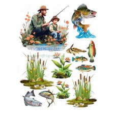 Вафельна картинка "Риболовля з сином"