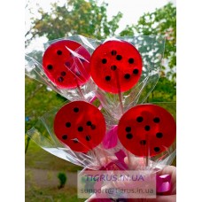 Набір льодяників "Червоні з чорними крапочками" 4 шт Набір льодяників "Червоні з чорними крапочками" 4 шт