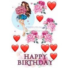 Вафельна картинка "Дівчина з квітами"