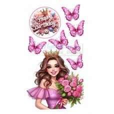 Вафельна картинка "Дівчина та метелики" №2
