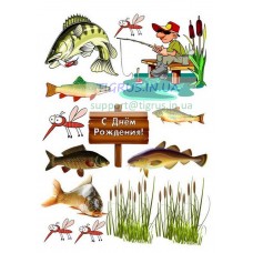 Вафельная картинка "Рыбак №4"