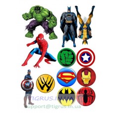 Вафельная картинка "Супергерои и логотипы"
