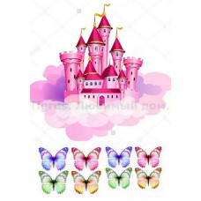 Вафельная картинка "Небесный замок + бабочки" 