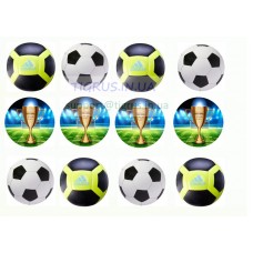 Вафельная картинка "Футбольные мячи и кубок" Вафельная картинка "Футбольные мячи и кубок"