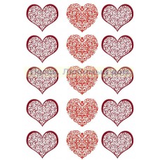 Вафельная картинка "Кружевные сердца - валентинки"