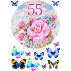 Вафельная картинка "55 лет розы"